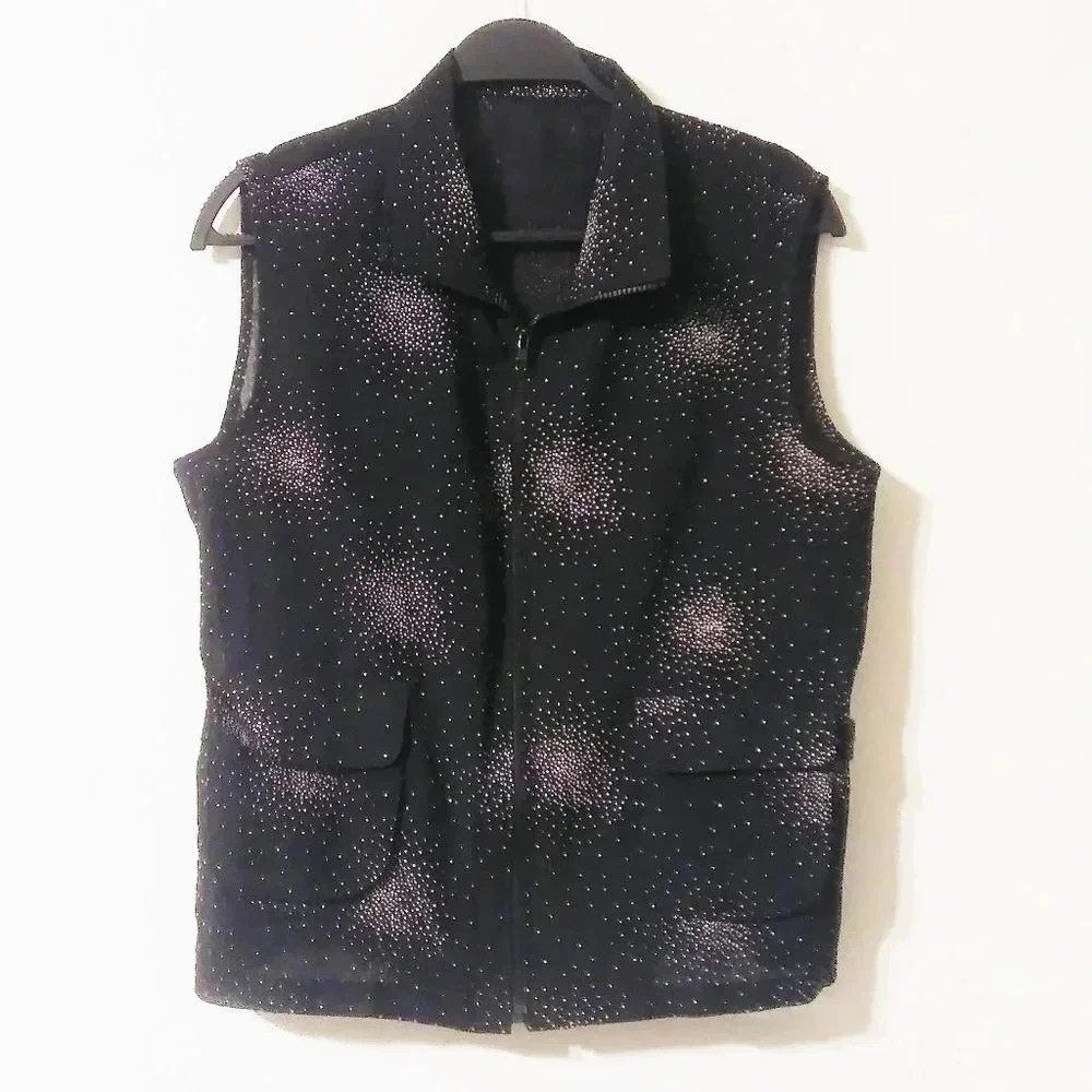 Black‎ Collar Zipper Vest No Size